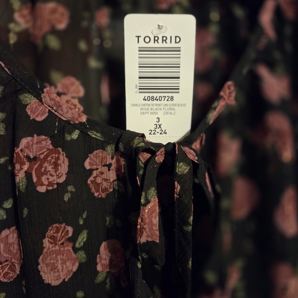 Torrid Black and Pink Floral Blouse - Picture 2 of 2